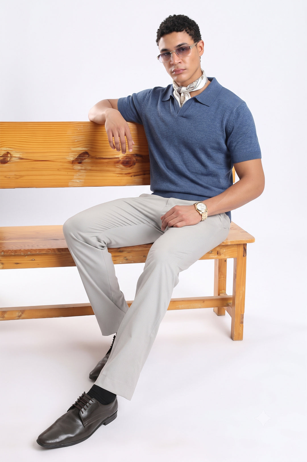 Men's Knit Polo T-Shirt - Slate Blue