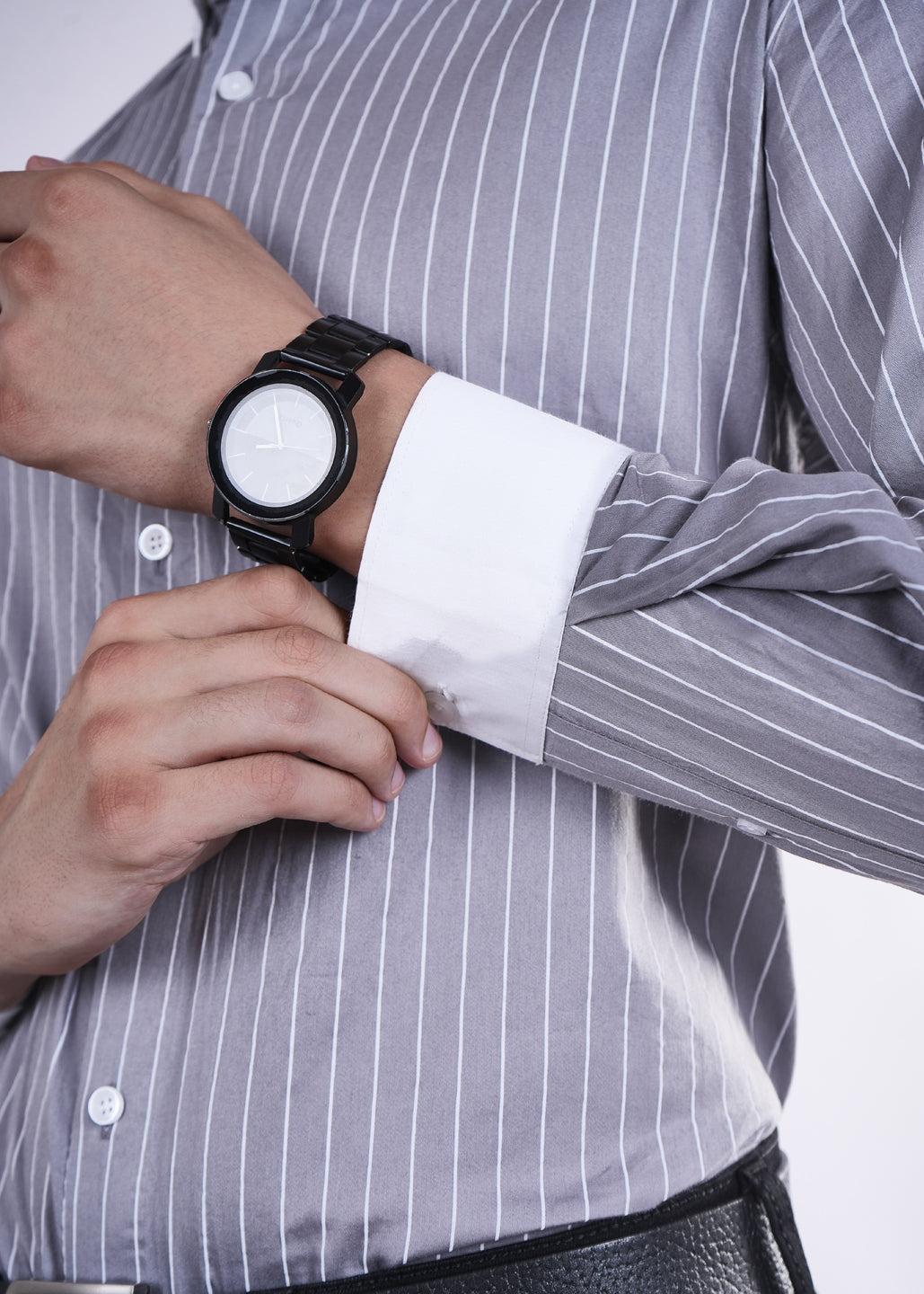 Nardo Grey Stripe Down Button Cotton Shirt