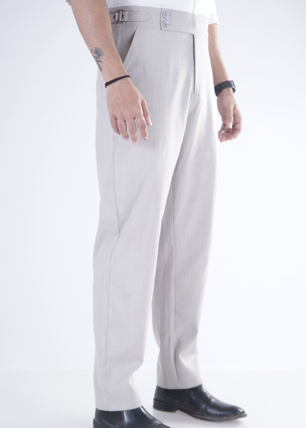 Fog Grey 2-Button Linen Trousers