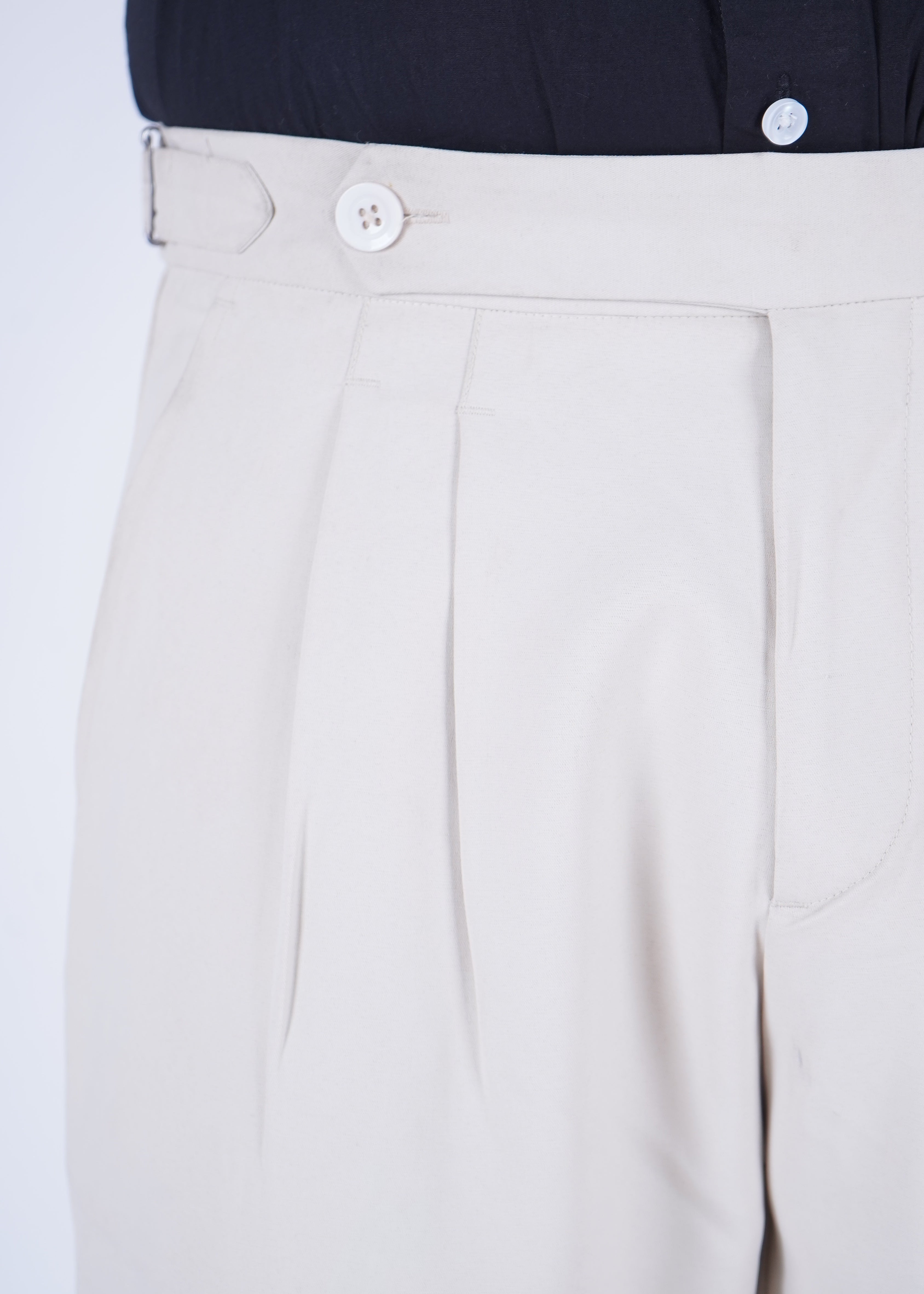 Natural Ecru Tailored Stretch Trousers