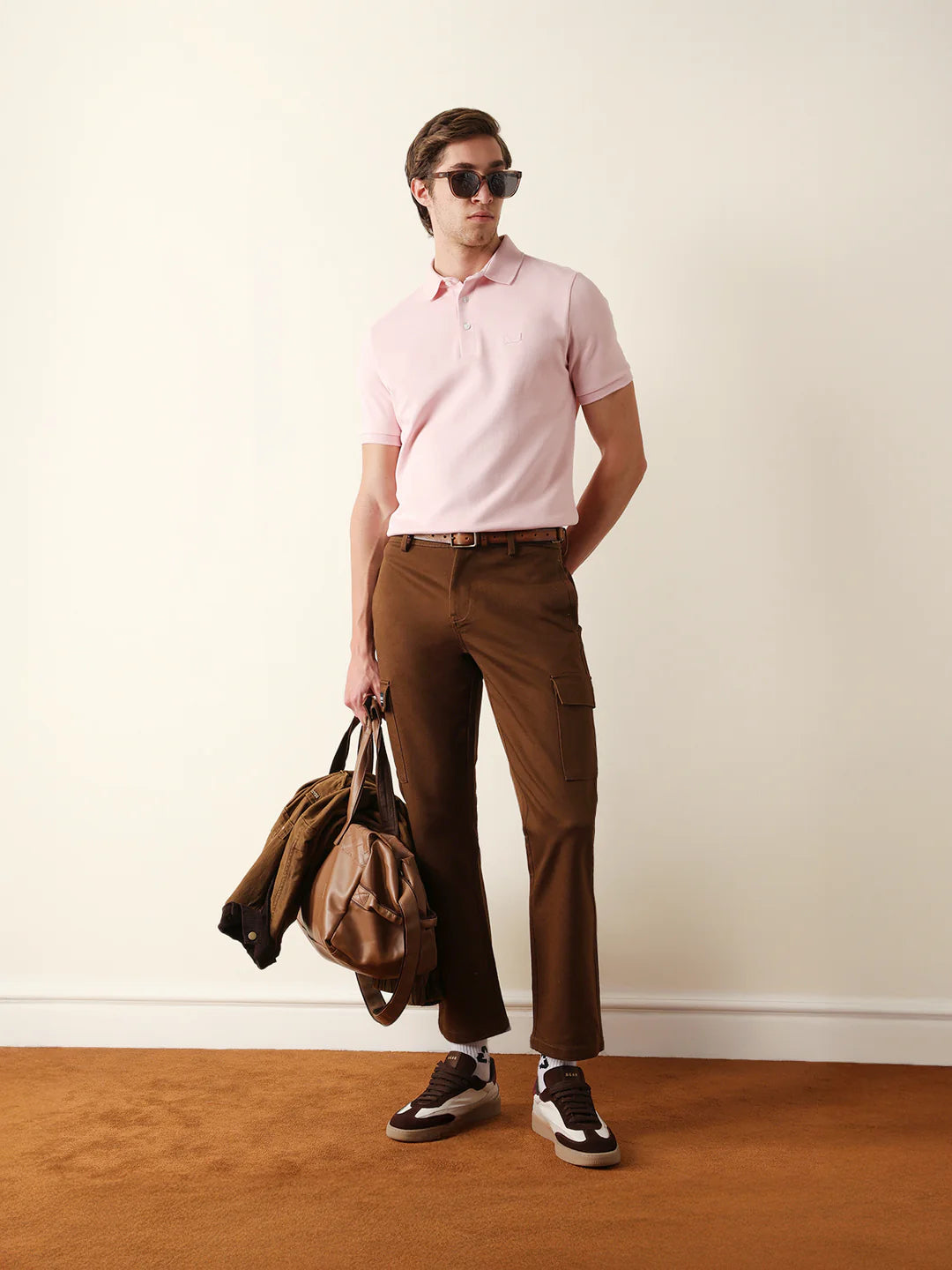 Pink Solid Regular Fit Polo