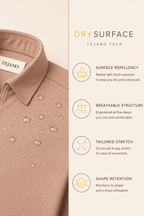 Tejano Tech shirt with water droplets on a beige background