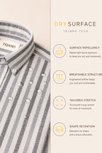 Tejano shirt with features listed on the right side