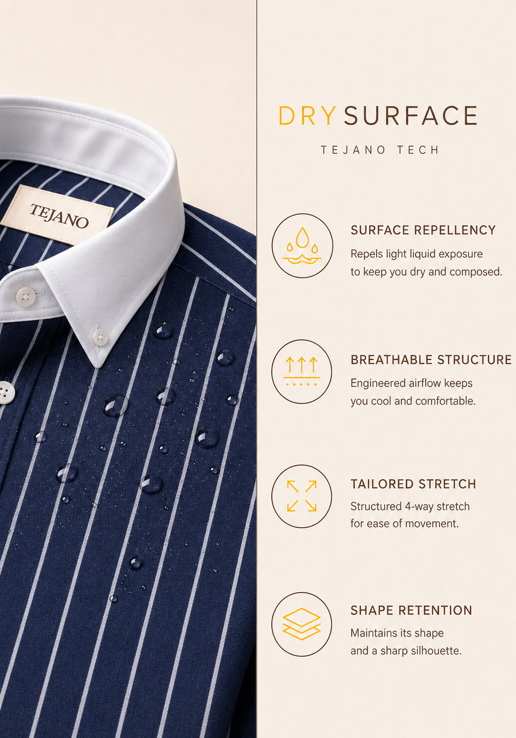 Midnight Blue Stripe Down Button Cotton Shirt