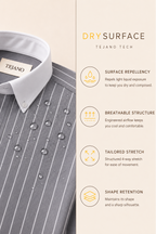 Shirt with Tejano Tech features on a beige background