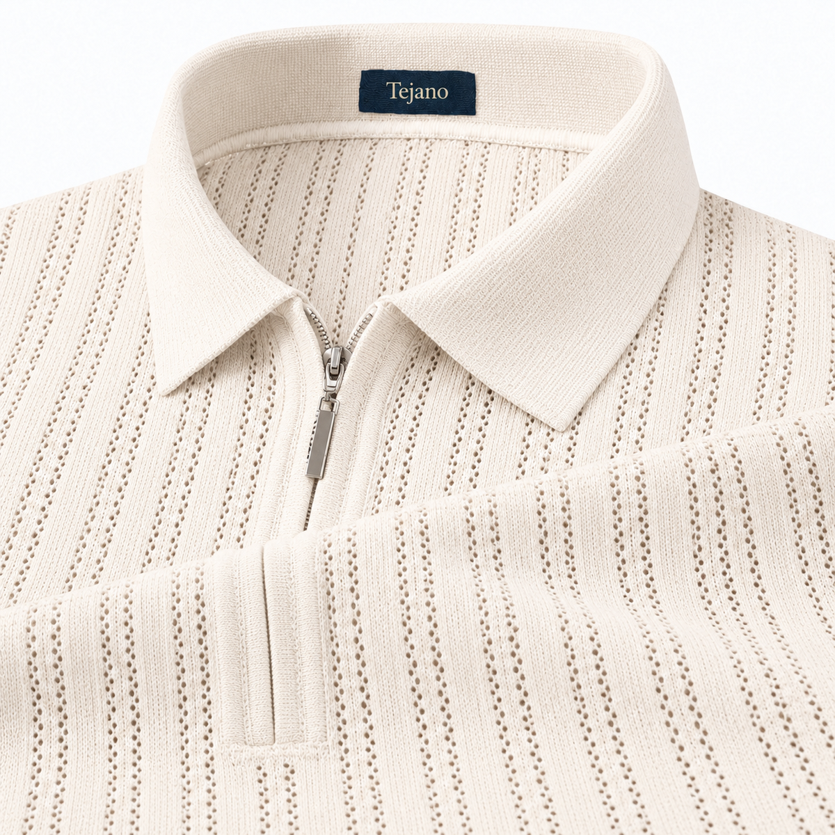 Men’s Cotton Quarter Zip Polo - Ivory