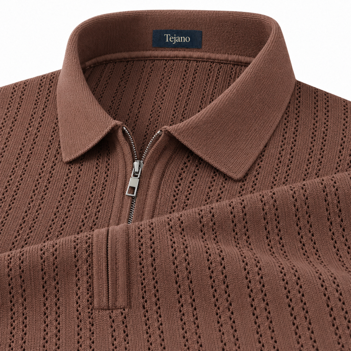 Men’s Cotton Quarter Zip Polo - Brown