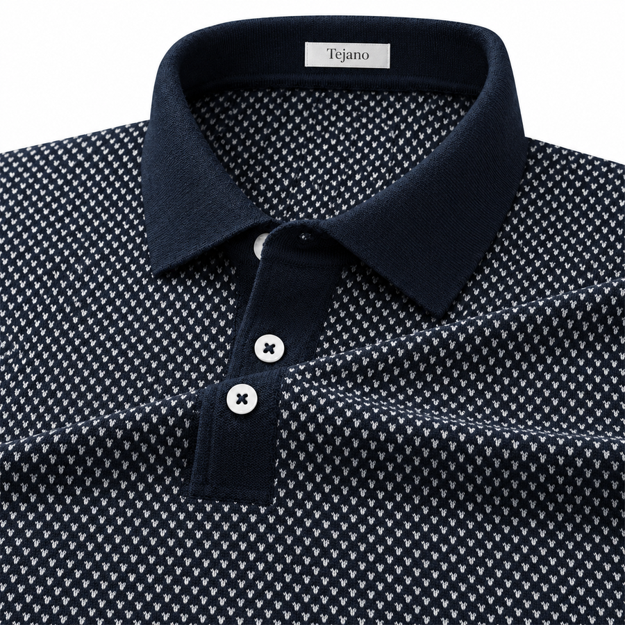 Men’s Cotton Knit Polo Shirt - Navy Blue