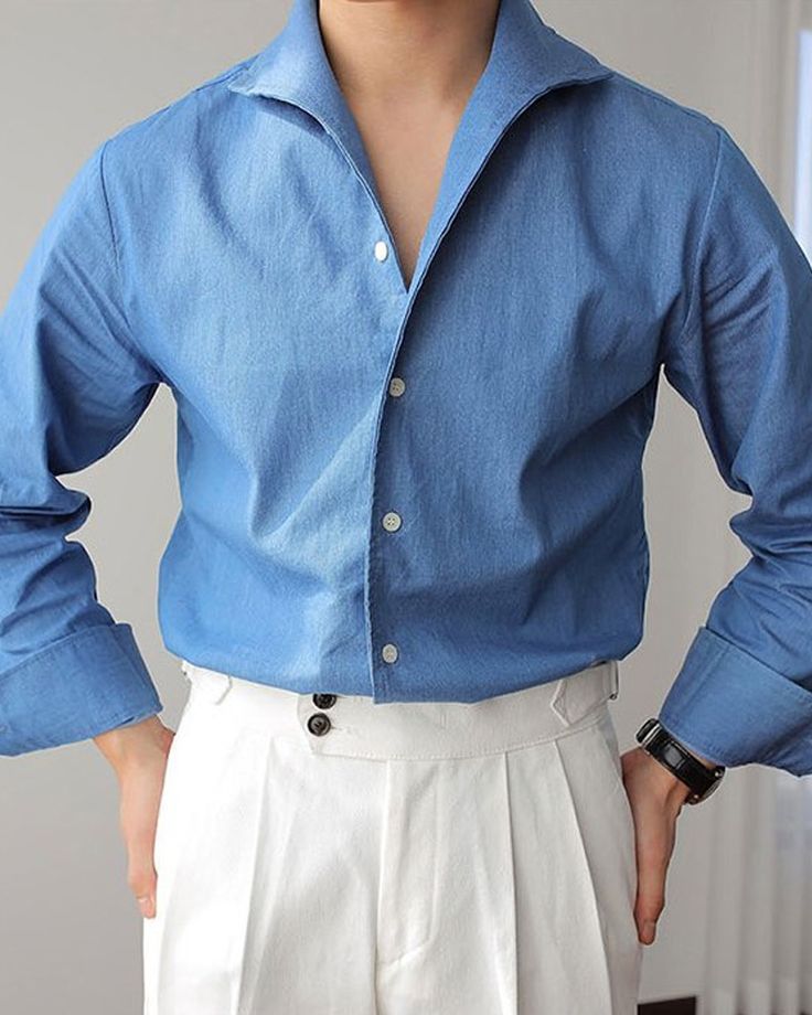 Men’s Classic Blue Linen Shirt