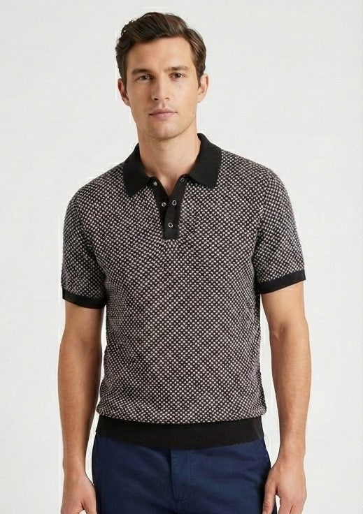 Premium Patterned Knit Polo T-Shirt