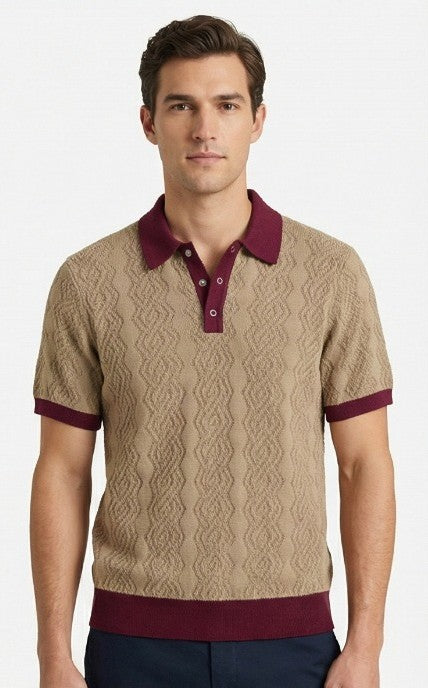 Textured Knit Polo T-Shirt
