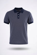 Midnight Melange Cotton Knit Polo T-Shirt